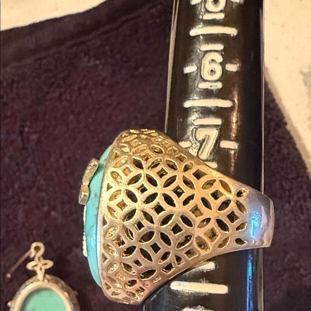 Dragonfly Turquoise Statement Ring & Earring Set - image 7